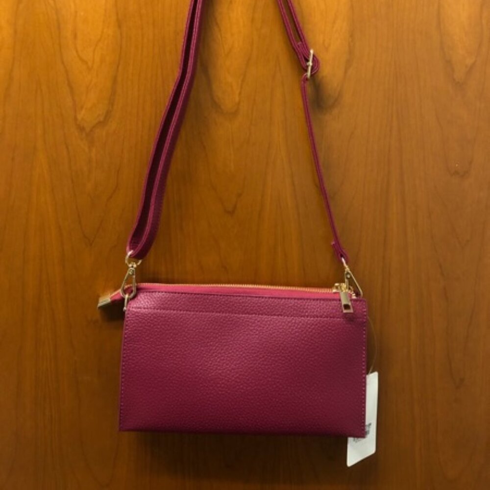 Proya Fashion Dark Fuchsia Pebbled Crossbody/Wristlet